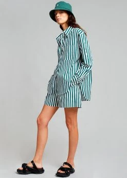 The Frankie Shop CLOTHING Lui Organic Cotton Shirt - Pine Stripe