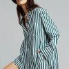 The Frankie Shop CLOTHING Lui Organic Cotton Shirt - Pine Stripe