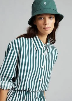 The Frankie Shop CLOTHING Lui Organic Cotton Shirt - Pine Stripe