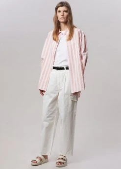 The Frankie Shop Lui Wide Stripes Shirt - Pink CLOTHING