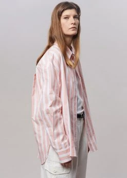 The Frankie Shop Lui Wide Stripes Shirt - Pink CLOTHING