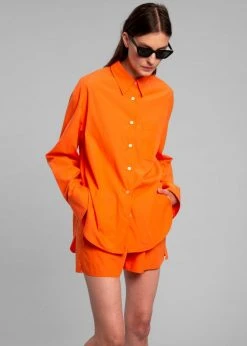 The Frankie Shop CLOTHING Lui Organic Cotton Shirt - Tangerine