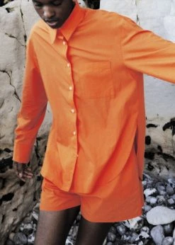 The Frankie Shop CLOTHING Lui Organic Cotton Shirt - Tangerine