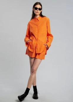 The Frankie Shop CLOTHING Lui Organic Cotton Shirt - Tangerine