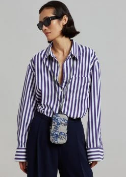 The Frankie Shop Lui Stripe Shirt - Deep Blue CLOTHING