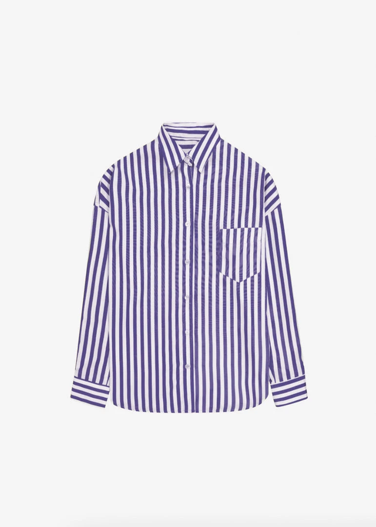 The Frankie Shop Lui Stripe Shirt - Deep Blue CLOTHING