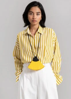 The Frankie Shop CLOTHING Lui Stripe Shirt - Gold Yellow