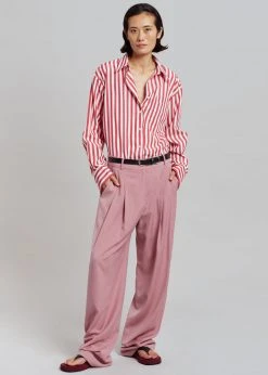 The Frankie Shop CLOTHING Lui Stripe Shirt - Red