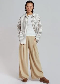 The Frankie Shop Lui Stripe Shirt - Sand CLOTHING