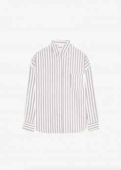 The Frankie Shop Lui Stripe Shirt - Sand CLOTHING