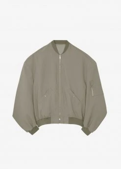 The Frankie Shop Lumi Bomber Jacket - Dark Olive