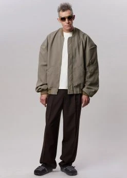 The Frankie Shop Lumi Bomber Jacket - Dark Olive