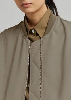 The Frankie Shop Lumi Bomber Jacket - Dark Olive