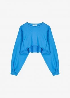 August CLOTHING Luz Cropped Sweatshirt - Blue