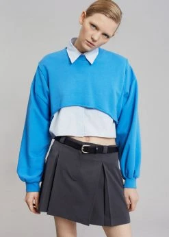 August CLOTHING Luz Cropped Sweatshirt - Blue