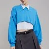 August CLOTHING Luz Cropped Sweatshirt - Blue