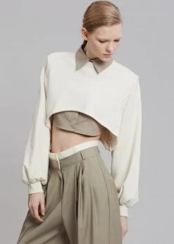 August CLOTHING Luz Cropped Sweatshirt - Cream