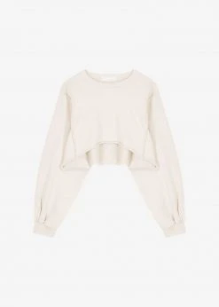 August CLOTHING Luz Cropped Sweatshirt - Cream