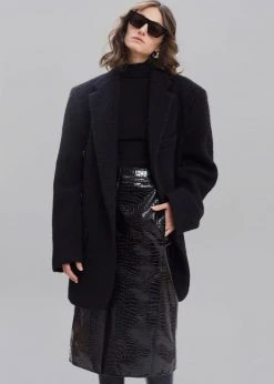 Paper Moon Mabel Fuzzy Oversized Blazer - Black