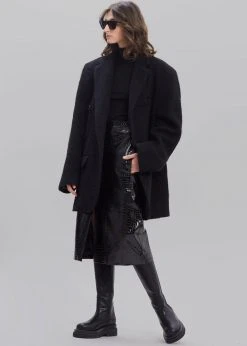 Paper Moon Mabel Fuzzy Oversized Blazer - Black