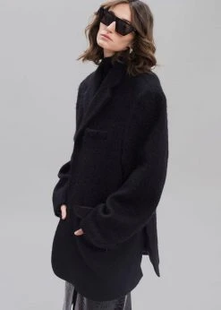 Paper Moon Mabel Fuzzy Oversized Blazer - Black