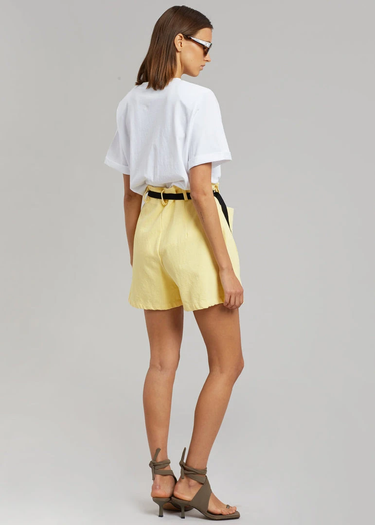The Frankie Shop Mae Denim Shorts - Pale Yellow CLOTHING