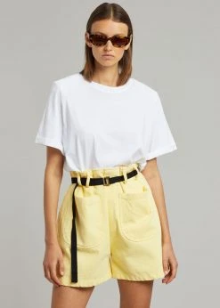 The Frankie Shop Mae Denim Shorts - Pale Yellow CLOTHING