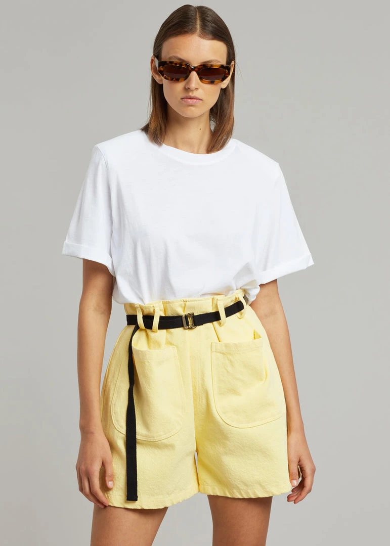 The Frankie Shop Mae Denim Shorts - Pale Yellow CLOTHING