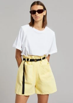 The Frankie Shop Mae Denim Shorts - Pale Yellow CLOTHING