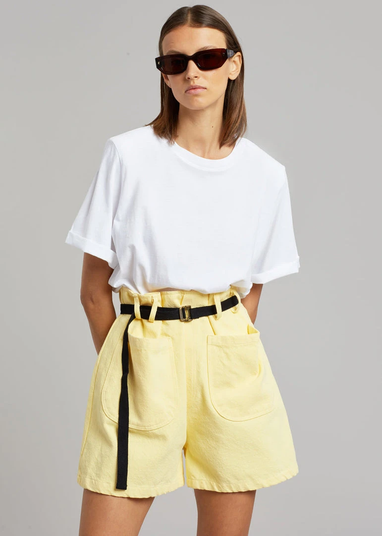 The Frankie Shop Mae Denim Shorts - Pale Yellow CLOTHING