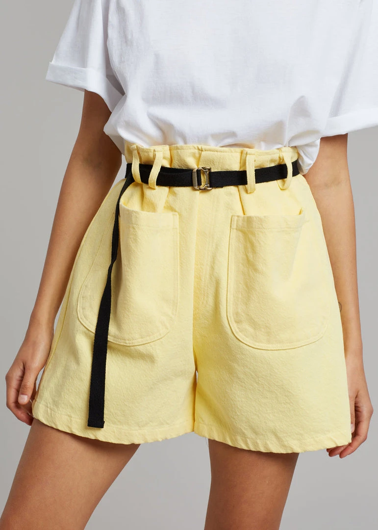 The Frankie Shop Mae Denim Shorts - Pale Yellow CLOTHING