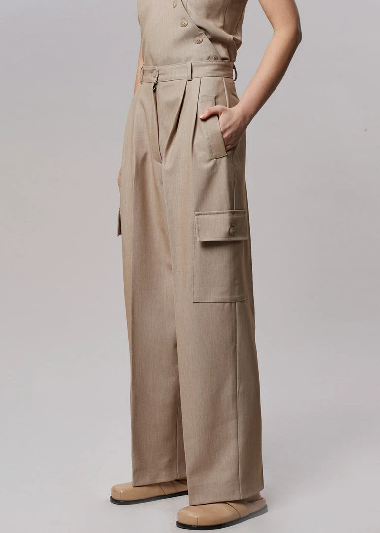 The Frankie Shop Maesa Cargo Pants - Taupe Melange CLOTHING