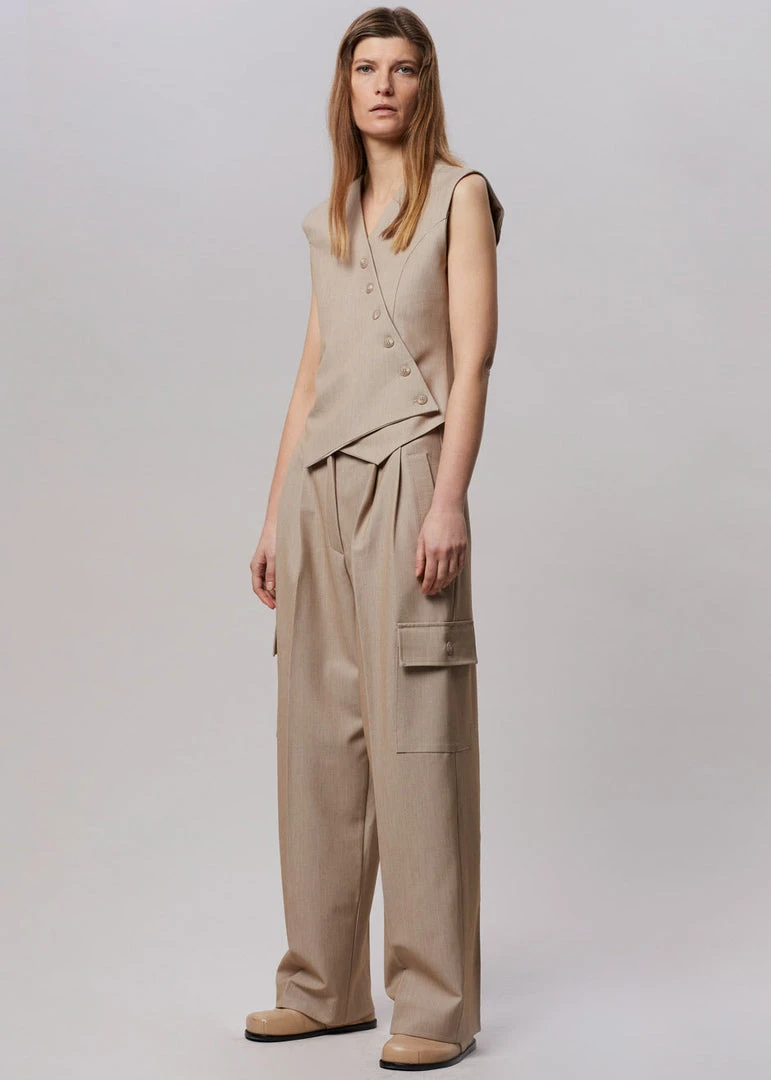 The Frankie Shop Maesa Cargo Pants - Taupe Melange CLOTHING