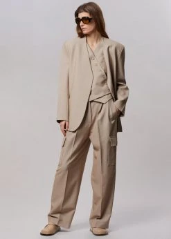 The Frankie Shop Maesa Cargo Pants - Taupe Melange CLOTHING