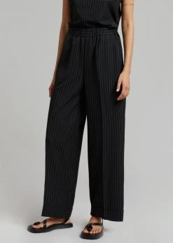 Le PPL CLOTHING Malo Pinstripe Pants - Black