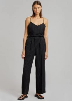 Le PPL CLOTHING Malo Pinstripe Pants - Black