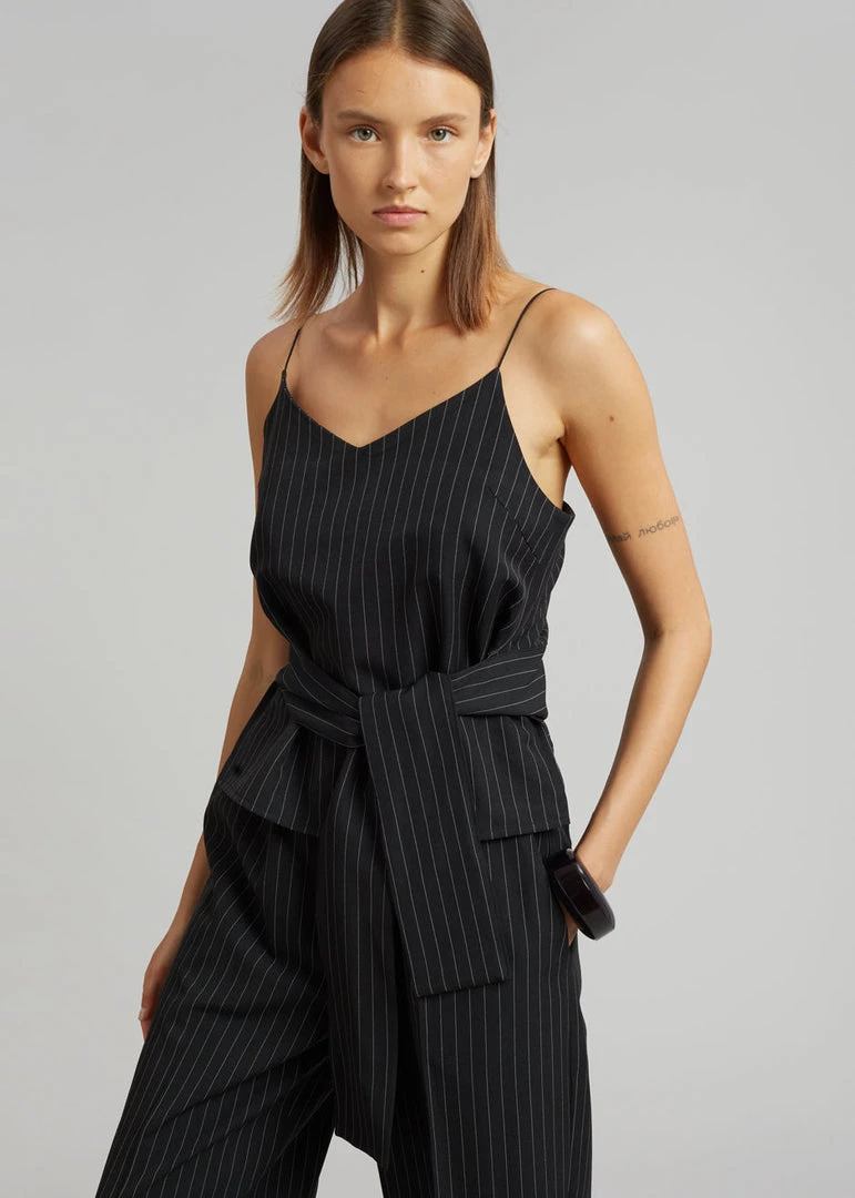 Le PPL Malo Pinstripe Top - Black
