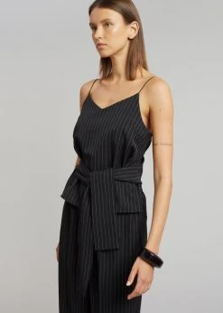 Le PPL Malo Pinstripe Top - Black