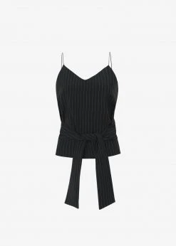 Le PPL Malo Pinstripe Top - Black