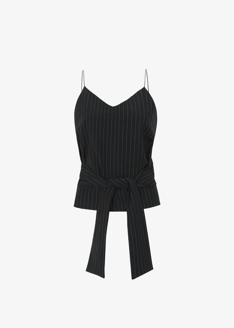 Le PPL Malo Pinstripe Top - Black