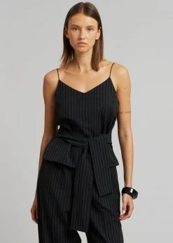 Le PPL Malo Pinstripe Top - Black