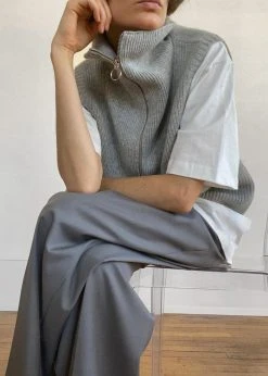 Mini Market CLOTHING Malou Zip Vest - Heather Grey