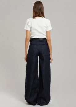 The Frankie Shop Mar High Waisted Denim Pant - Dark Indigo