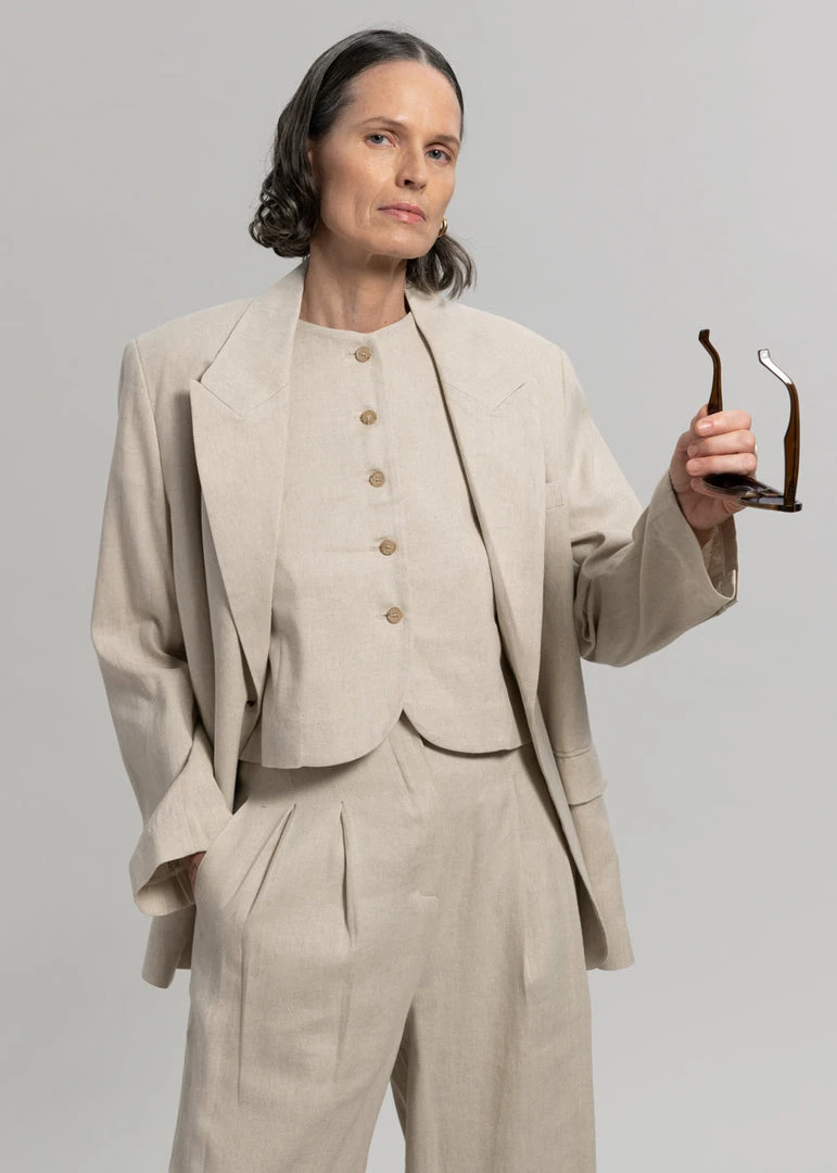 The Frankie Shop Maria Linen Blazer - Beige