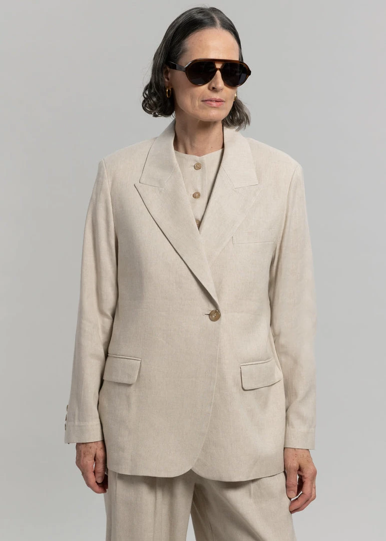 The Frankie Shop Maria Linen Blazer - Beige