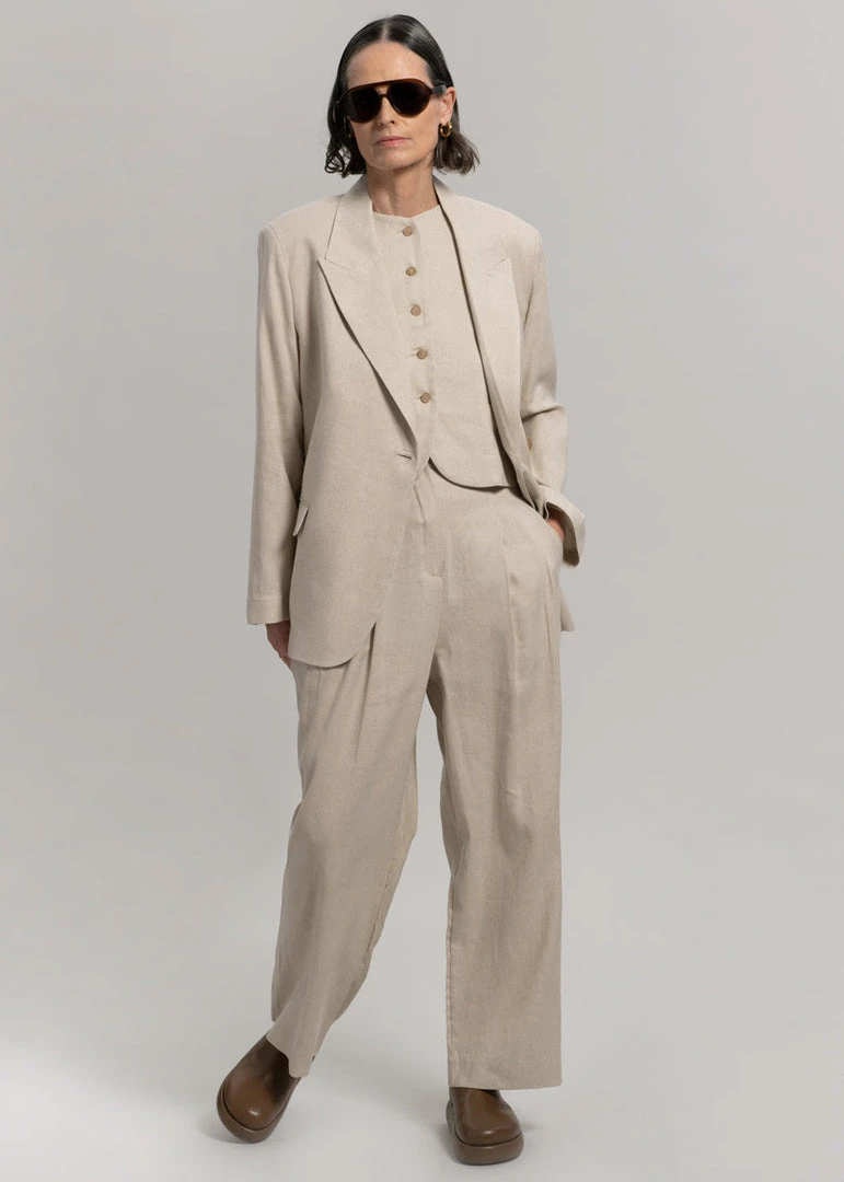 The Frankie Shop Maria Linen Blazer - Beige