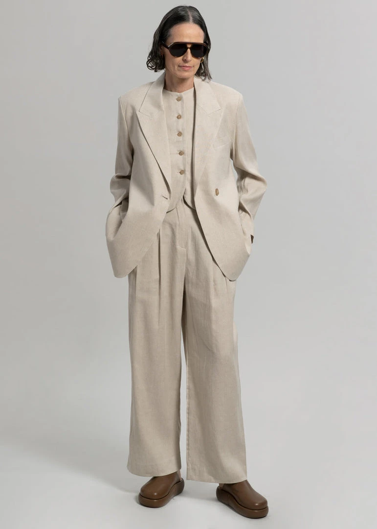 The Frankie Shop Maria Linen Blazer - Beige
