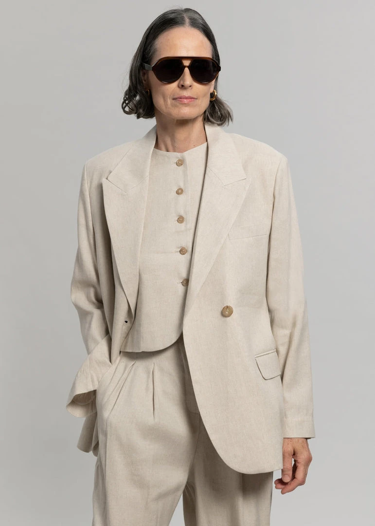 The Frankie Shop Maria Linen Blazer - Beige