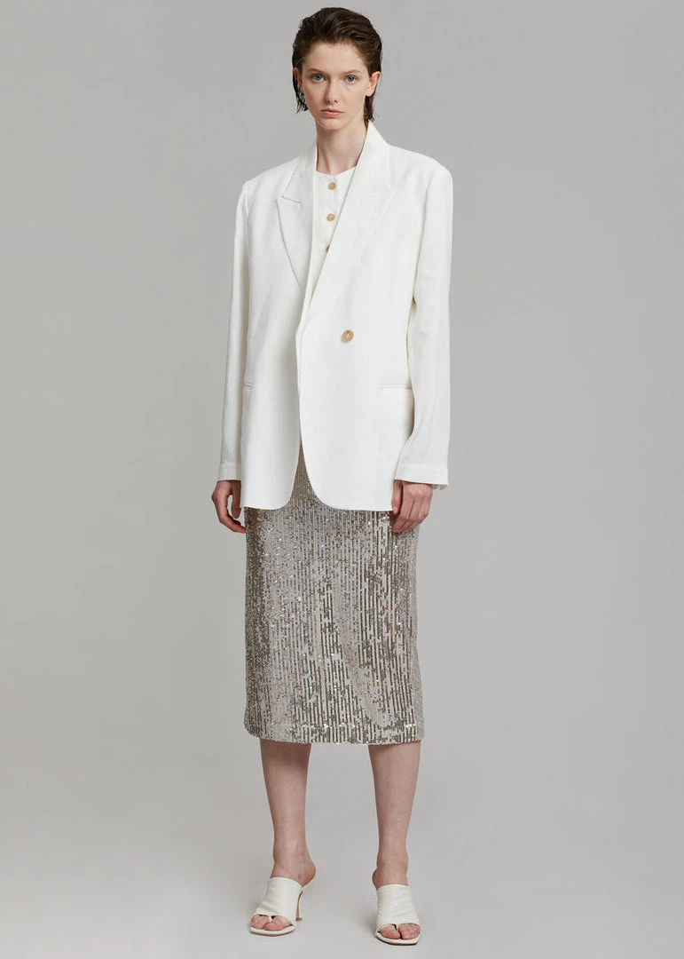 The Frankie Shop Maria Linen Blazer - White