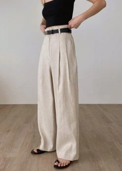 The Frankie Shop CLOTHING Maria Linen Pants - Beige